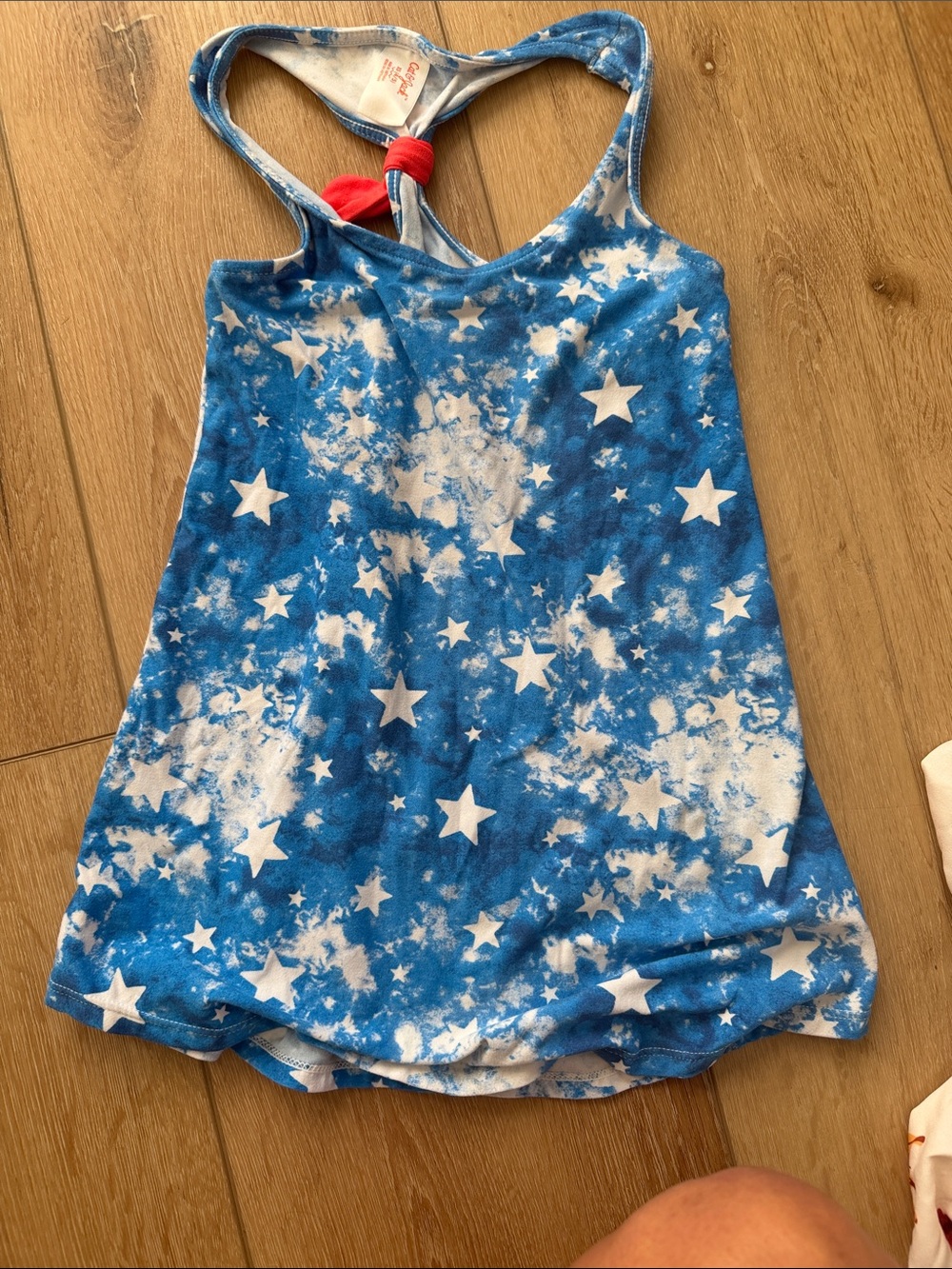 Cat & Jack Blue Star Racerback One-Piece with Red Knot